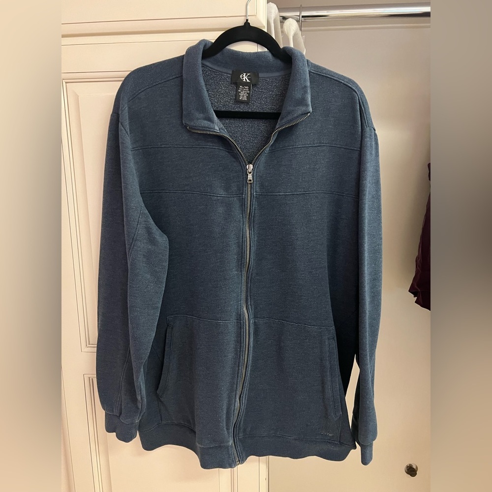 Calvin Klein XL Full Zip Cozy Sweatshirt Navy Blue Heather